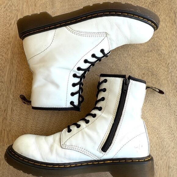 Dr. Martens 1460 Pascal Boots White Leather Lace Up Combat Punk Unisex 5 Women 6 - Picture 7 of 8